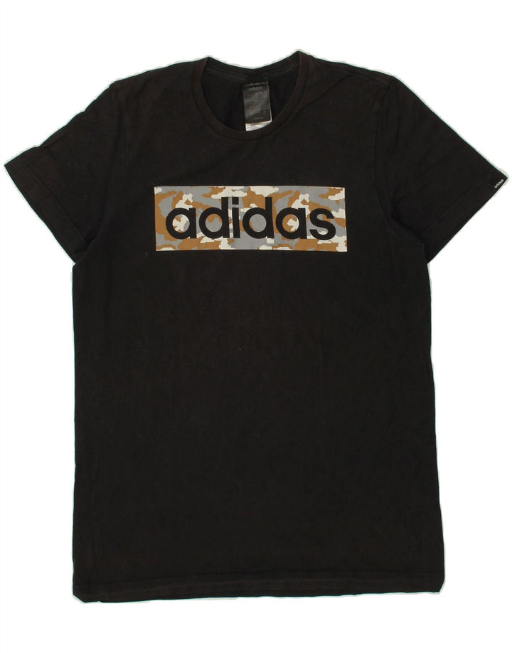 ADIDAS Mens Graphic T-Shirt Top Small Black Cotton Vintage Adidas and Second-Hand Adidas from Messina Hembry 