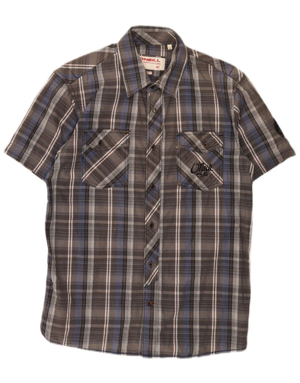 O'Neill Mens Short Sleeve Shirt Medium Grey Check Cotton