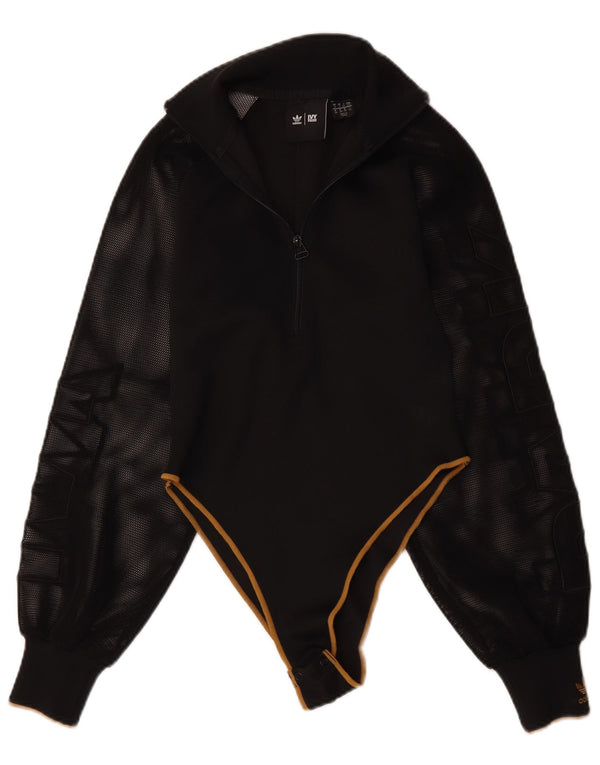 Adidas Womens Ivy Park Long Sleeve Bodysuit UK 10 Small Black Polyester