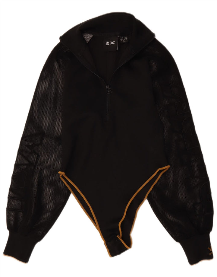 Adidas Womens Ivy Park Long Sleeve Bodysuit UK 10 Small Black Polyester