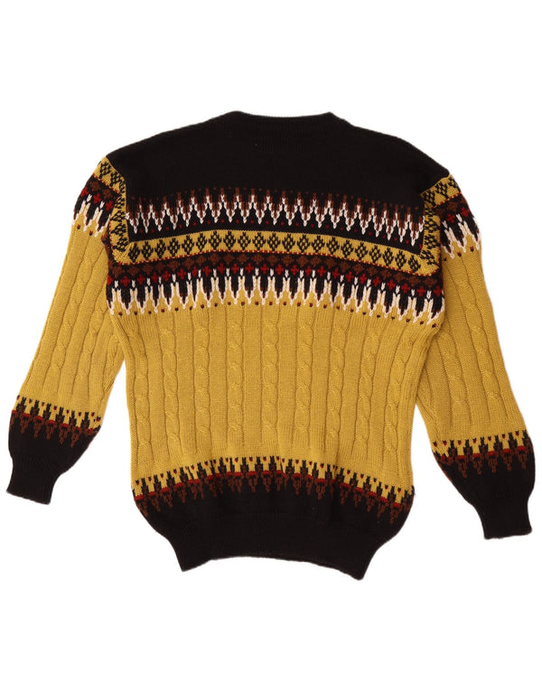 Vintage Mens Crew Neck Jumper Sweater Large Multicoloured Fair Isle Acrylic