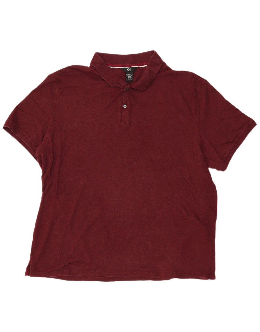 Calvin Klein Mens Polo Shirt 2XL Burgundy Cotton