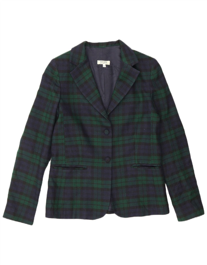 Paio Crippa Womens 2 Button Blazer Jacket IT 44 Medium Green Check New Wool