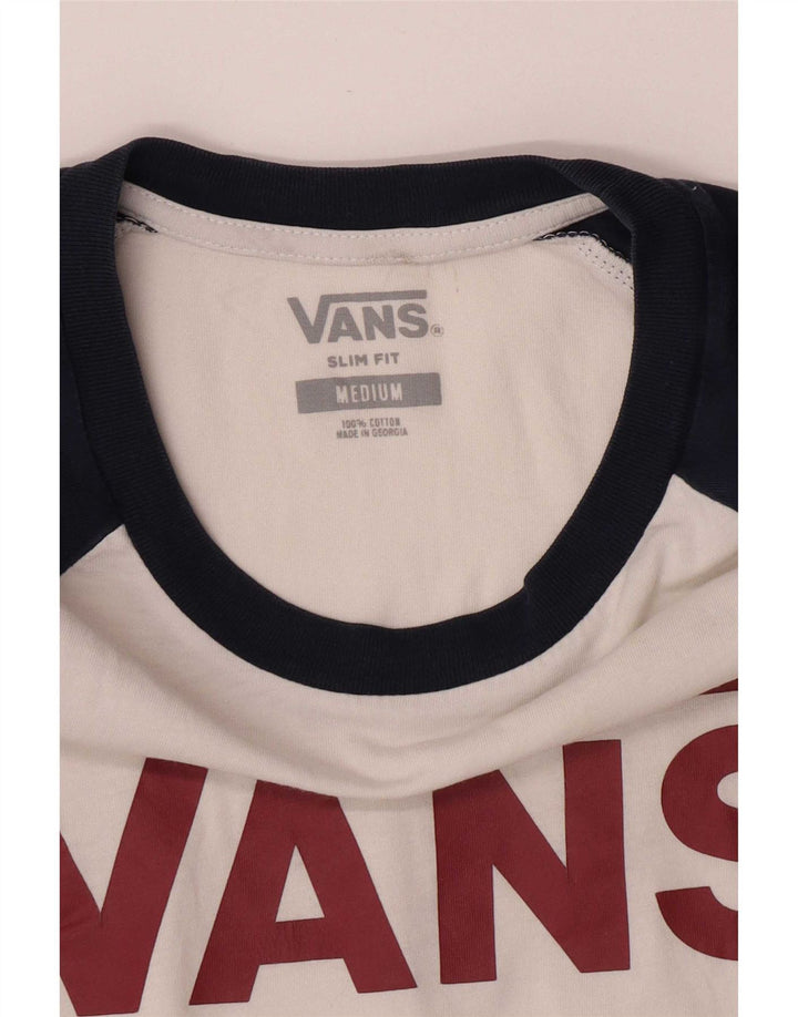 Vans Mens Slim Fit Top 3/4 Sleeve Medium White Colourblock Cotton