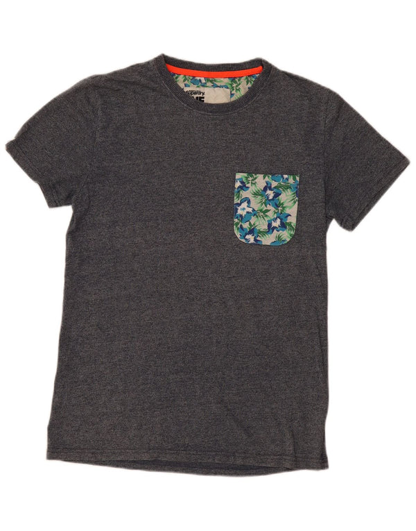 Superdry Mens T-Shirt Top Small Grey Flecked Cotton