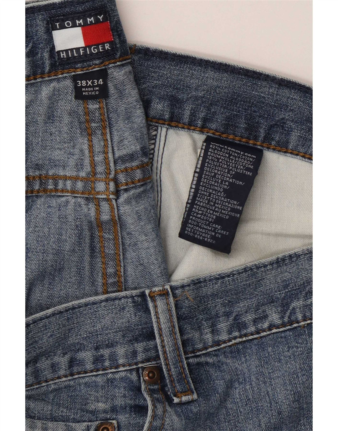 Tommy Hilfiger Mens Straight Jeans W38 L34 Blue Cotton