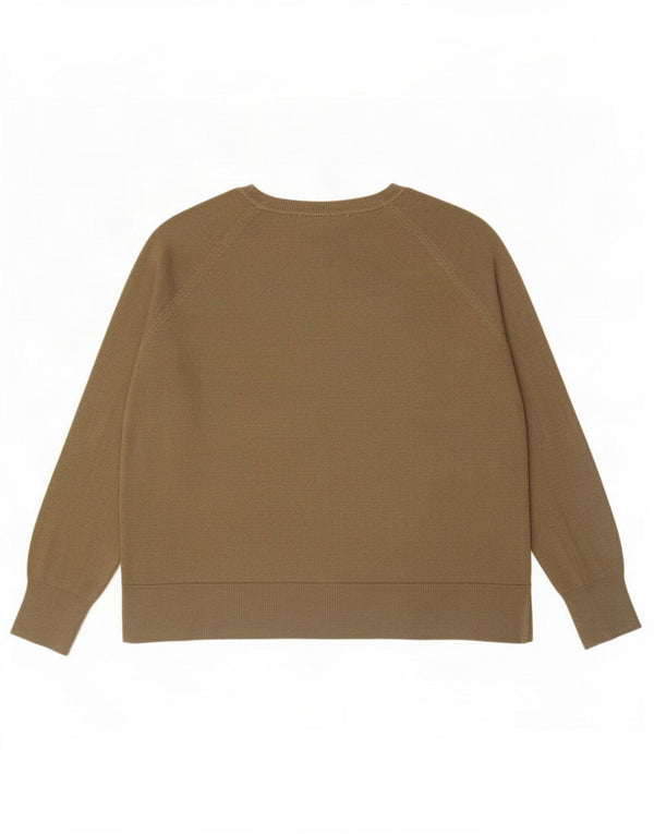 Zara Womens Crew Neck Jumper Sweater UK 16 Large Khaki Viscose