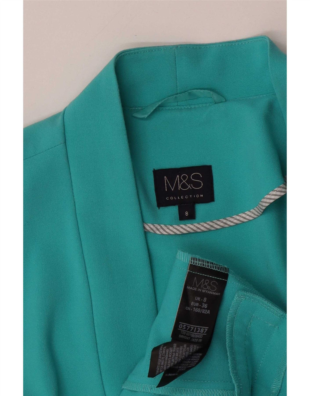 Marks & Spencer Womens Open Blazer Jacket UK 8 Small Turquoise Polyester