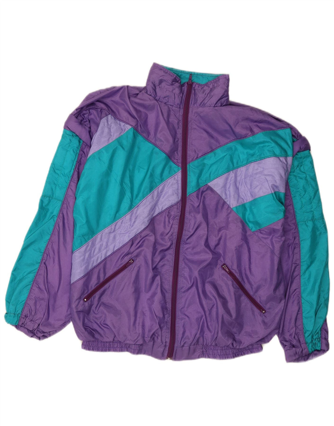 Vintage Womens Full Tracksuit UK 14 Medium  Purple Colourblock