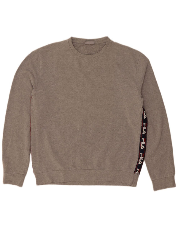 Fila Mens Graphic Sweatshirt Jumper Large Grey Colourblock Cotton