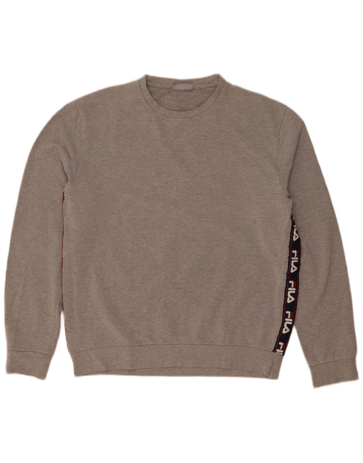 Fila Mens Graphic Sweatshirt Jumper Large Grey Colourblock Cotton
