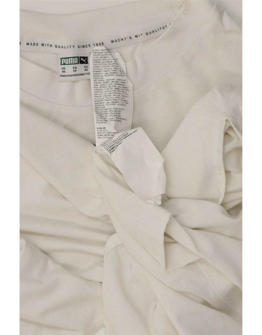 Puma Mens T-Shirt Top XS White Cotton