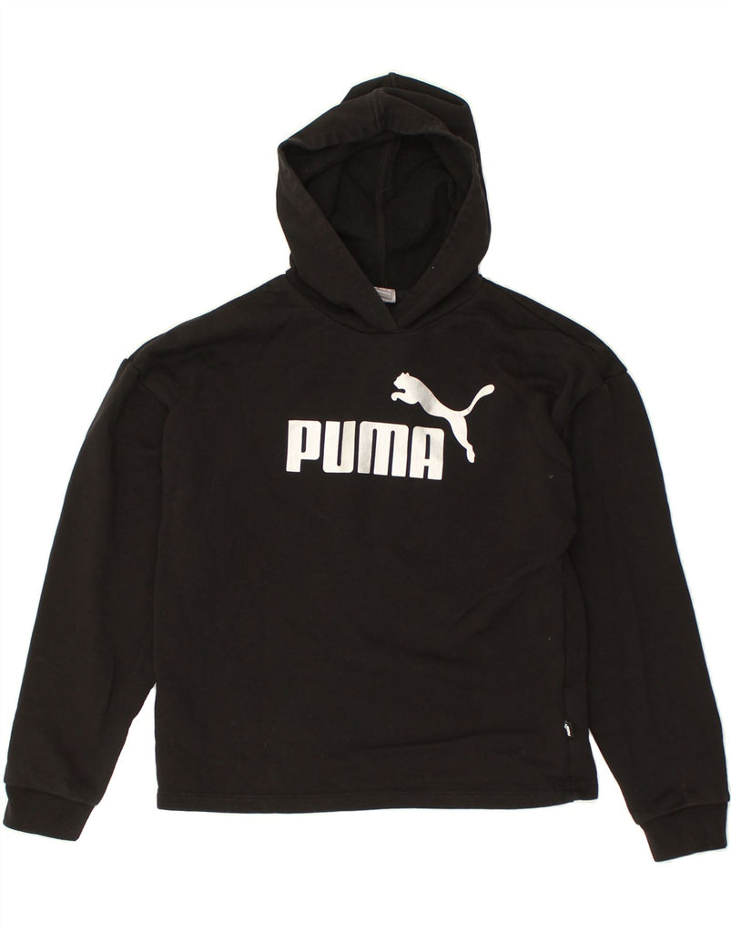 PUMA Boys Graphic Hoodie Jumper 15-16 Years Black Cotton | Vintage Puma | Thrift | Second-Hand Puma | Used Clothing | Messina Hembry 