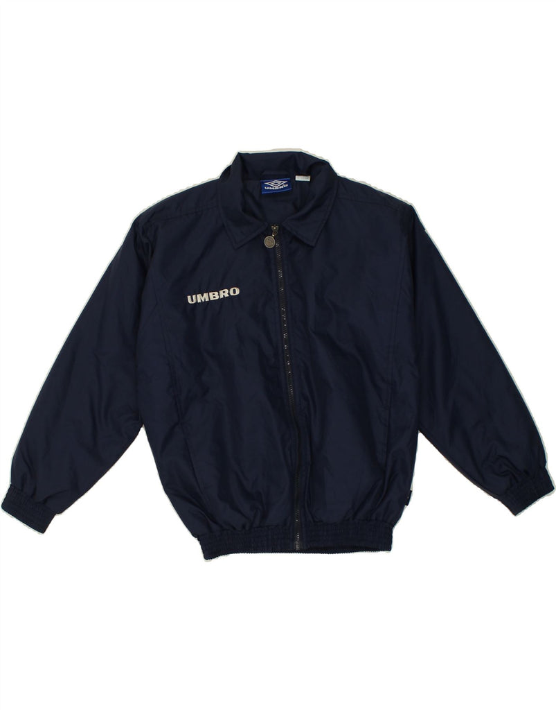 UMBRO Boys Graphic Bomber Jacket 12-13 Years Navy Blue Nylon | Vintage Umbro | Thrift | Second-Hand Umbro | Used Clothing | Messina Hembry 