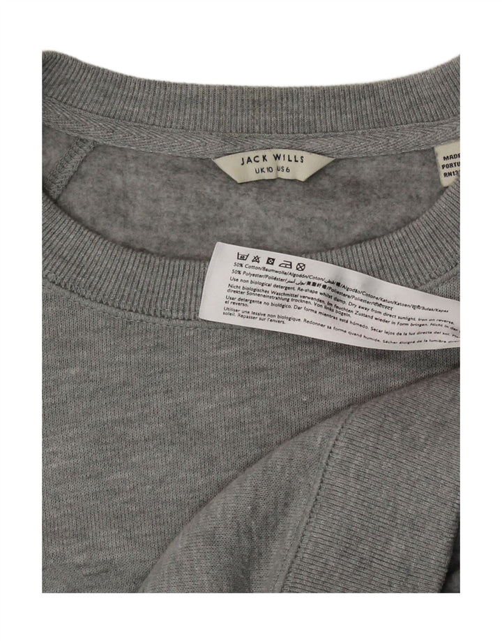 Jack Wills Womens Sweatshirt Jumper UK 10 Small Grey Cotton