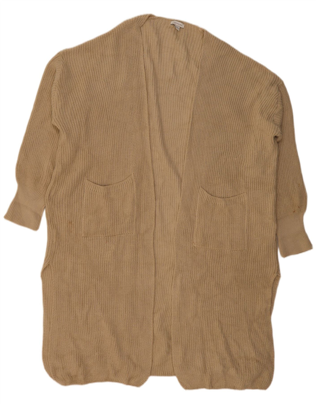 Topshop Womens Oversized Longline Open Cardigan Sweater UK 14 Medium Beige