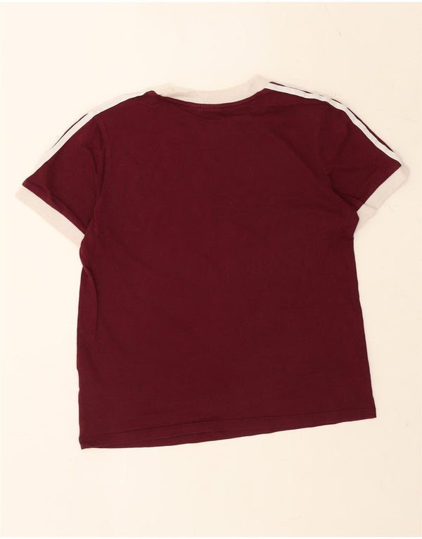 Adidas Womens T-Shirt Top UK 12 Medium Burgundy Cotton