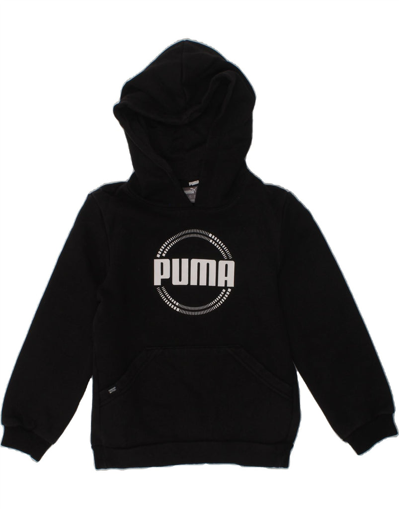 PUMA Boys Graphic Hoodie Jumper 5-6 Years Black Cotton | Vintage Puma | Thrift | Second-Hand Puma | Used Clothing | Messina Hembry 