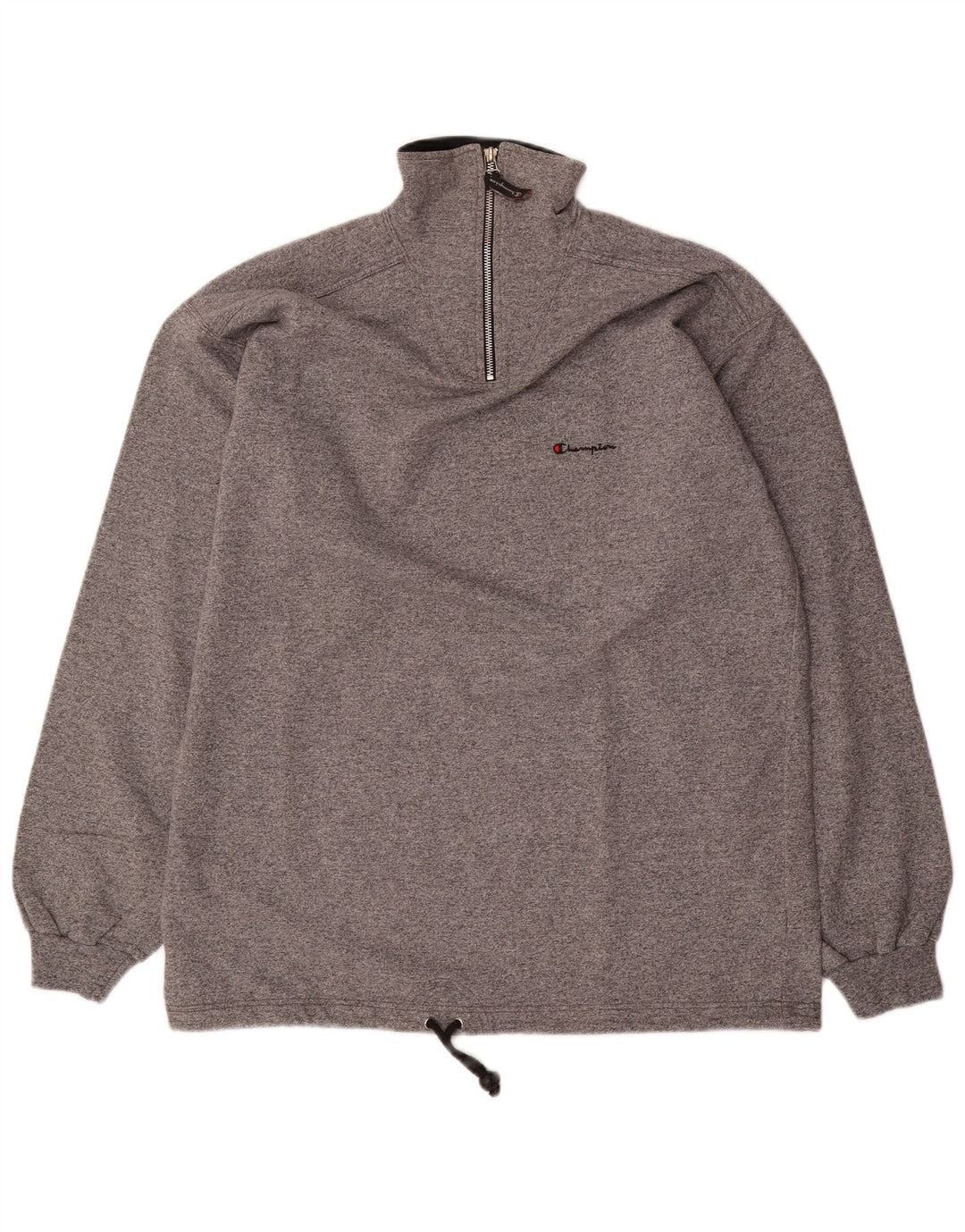 Champion Mens Zip Neck Sweatshirt Jumper 2XL Grey Cotton