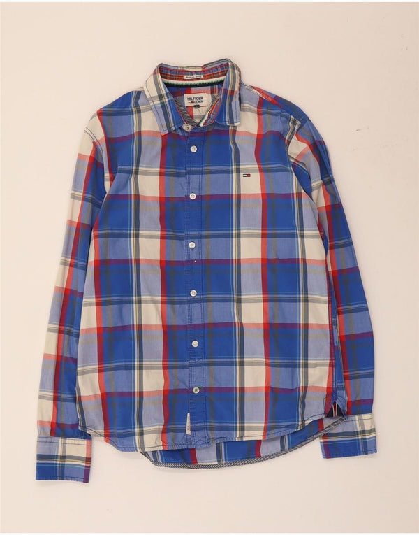 Tommy Hilfiger Mens Shirt Large Blue Check Cotton