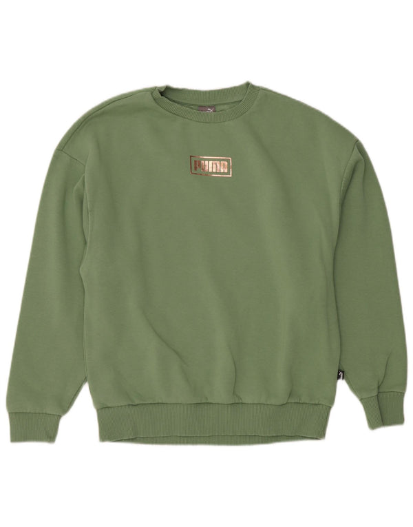 Puma Womens Graphic Sweatshirt Jumper UK 10 Small Green Cotton