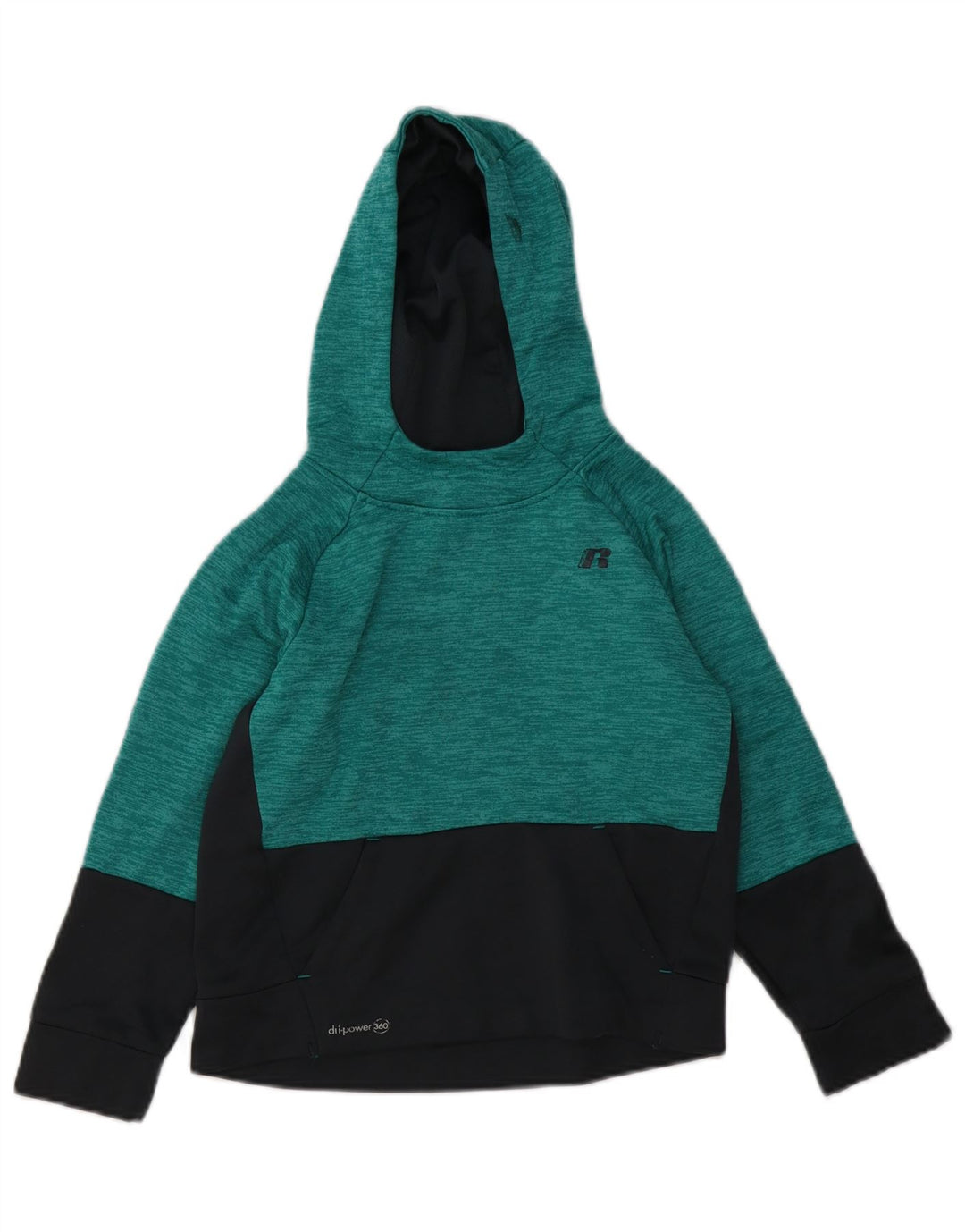 RUSSELL ATHLETIC Boys Hoodie Jumper 7-8 Years Medium  Green Colourblock