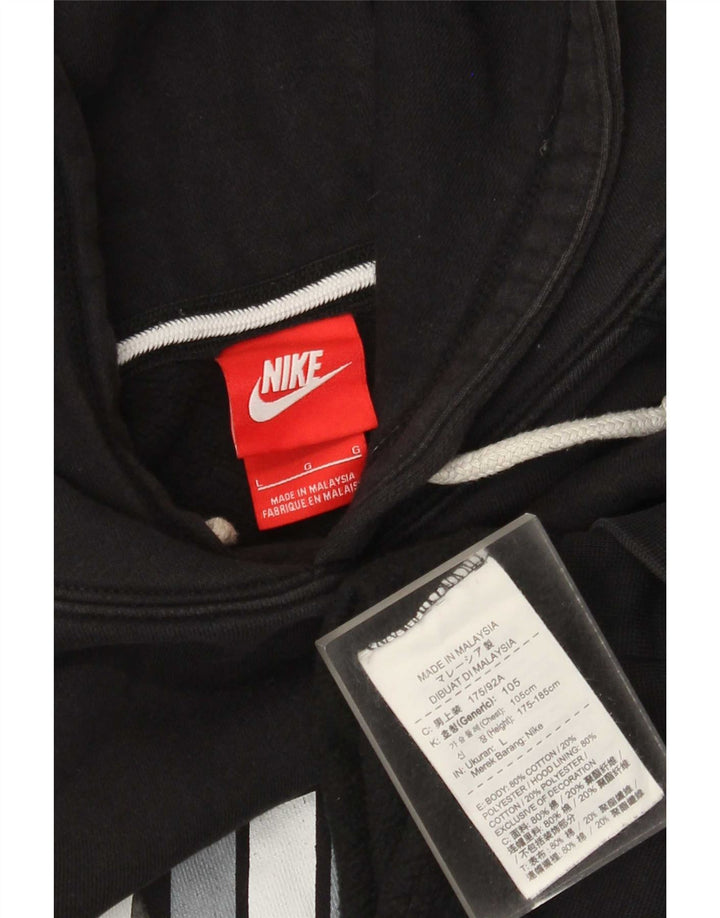 Nike Mens Graphic Hoodie Jumper Large Black Cotton