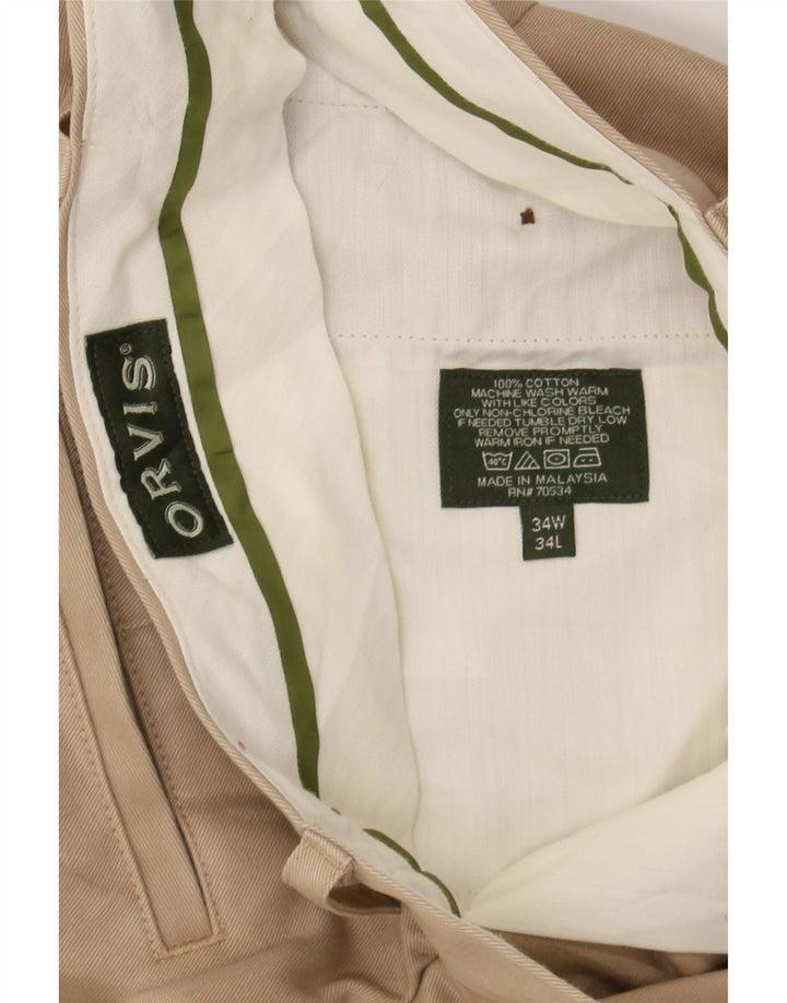 ORVIS Mens Pegged Chino Trousers W34 L28 Beige Cotton Vintage Orvis and Second-Hand Orvis from Messina Hembry 