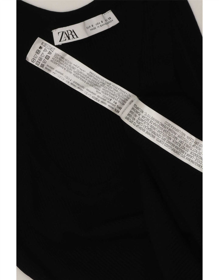 Zara Womens Vest Top UK 8 Small Black Polyester