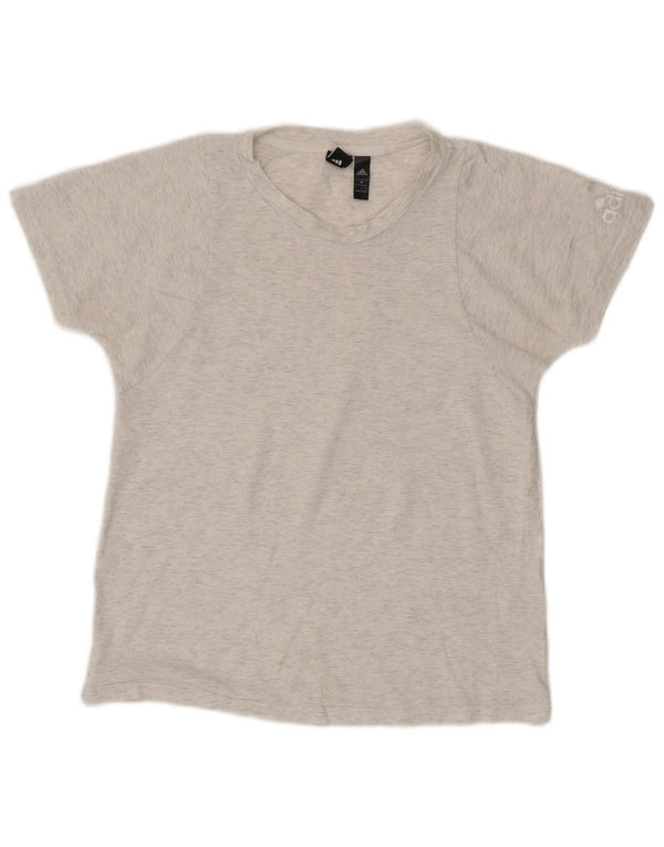 Adidas Womens T-Shirt Top UK 12 Medium Grey Cotton