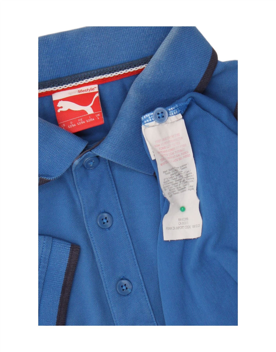 Puma Mens Polo Shirt Large Blue Cotton