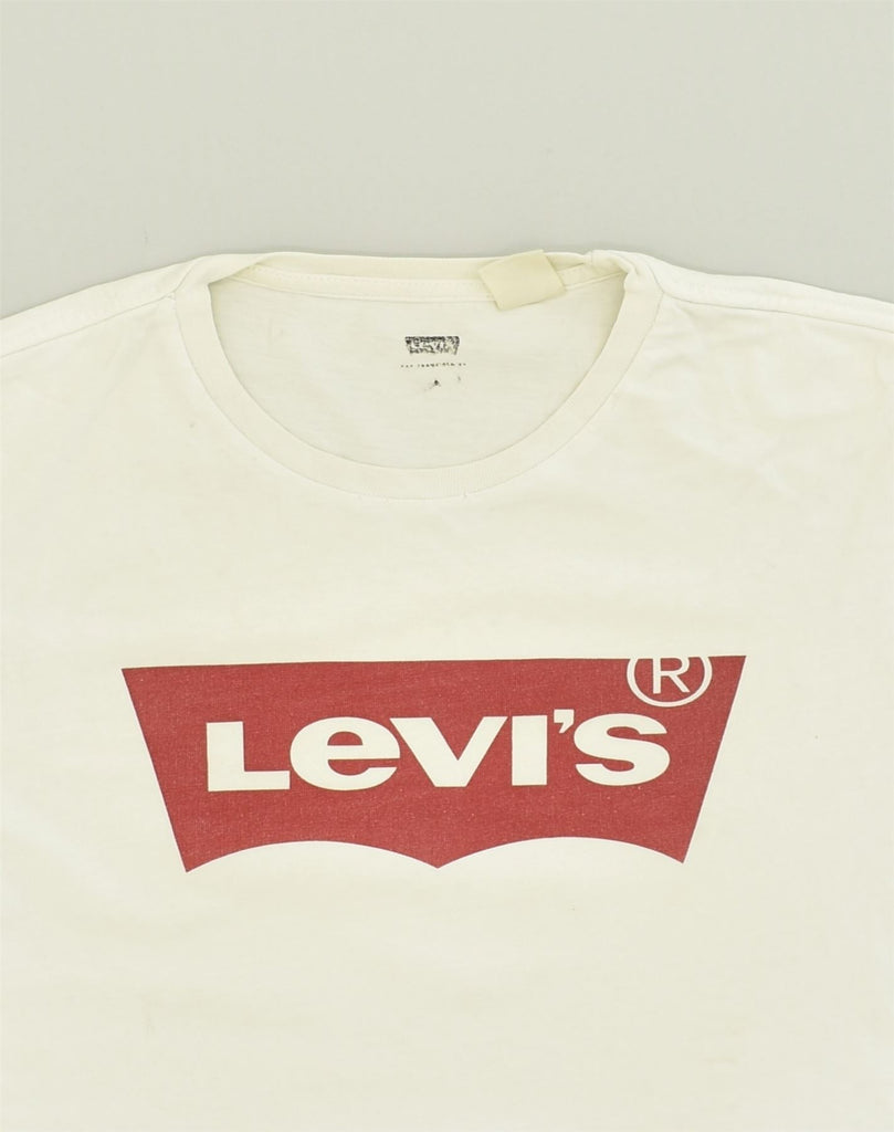 LEVI'S Womens Graphic T-Shirt Top UK 14 Medium White Cotton | Vintage Levi's | Thrift | Second-Hand Levi's | Used Clothing | Messina Hembry 