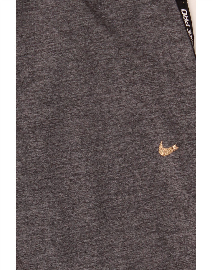 NIKE Womens Dri Fit Graphic Leggings UK 12 Medium Grey Colourblock