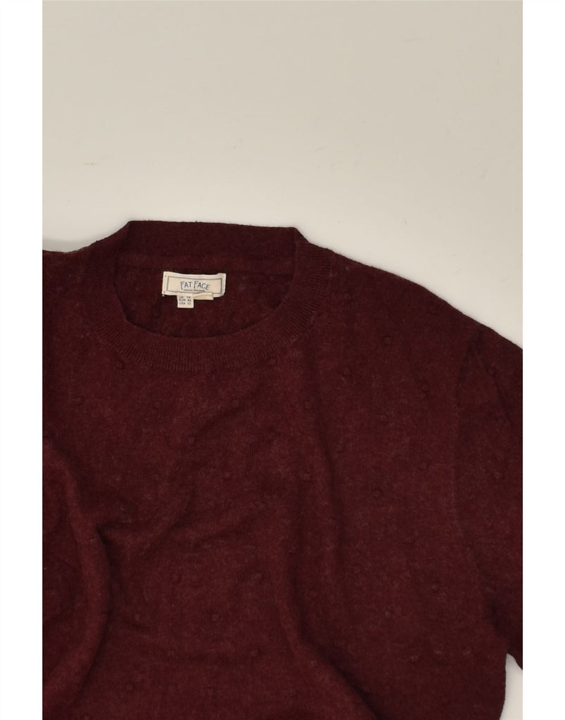 FAT FACE Womens Crew Neck Jumper Sweater UK 14 Medium Burgundy Cotton | Vintage Fat Face | Thrift | Second-Hand Fat Face | Used Clothing | Messina Hembry 