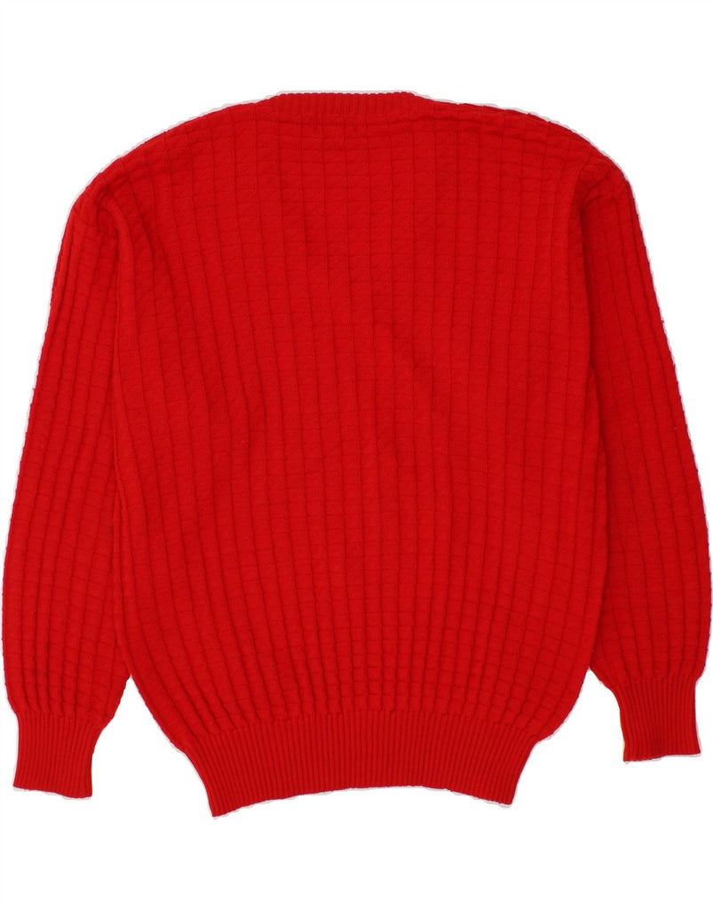 PAUL & SHARK Mens Yachting V-Neck Jumper Sweater Large Red Virgin Wool Vintage Paul & Shark and Second-Hand Paul & Shark from Messina Hembry 