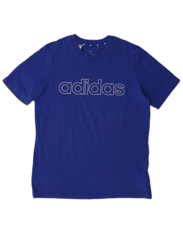 ADIDAS Boys Graphic T-Shirt Top 13-14 Years Blue Cotton