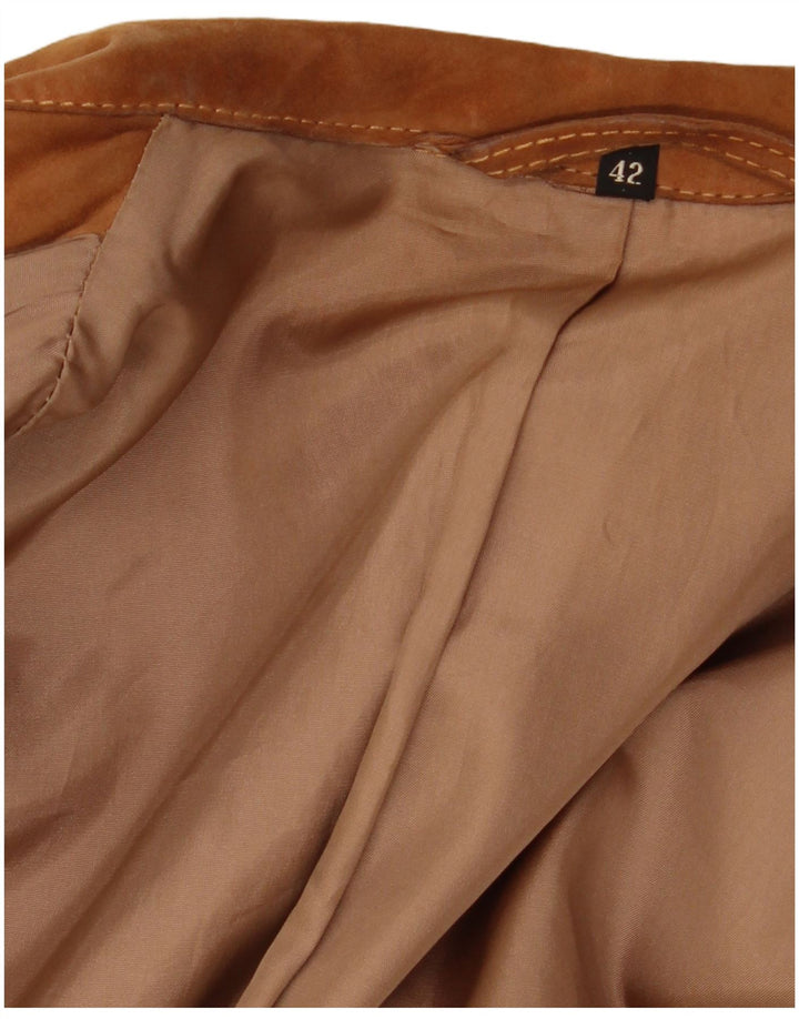 VINTAGE Womens 3 Button Suede Blazer Jacket IT 42 Medium Brown