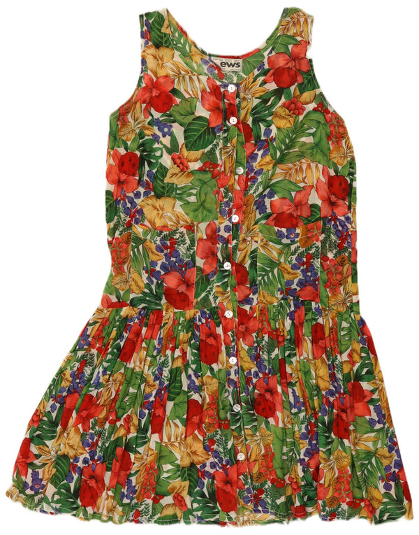 VINTAGE Womens Sleeveless Shirt Dress One Size Multicoloured Floral