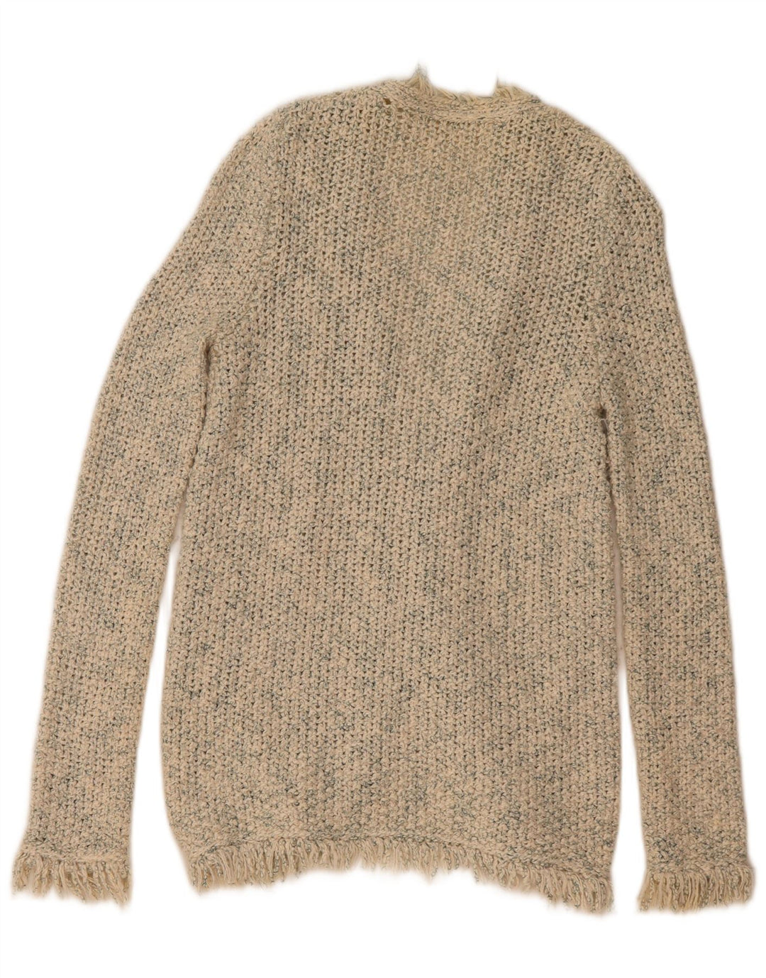 Zara Womens Open Cardigan Sweater UK 14 Medium Beige Flecked