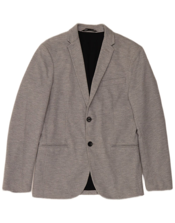 Zara Mens 2 Button Blazer Jacket UK 36 Small Grey Polyester