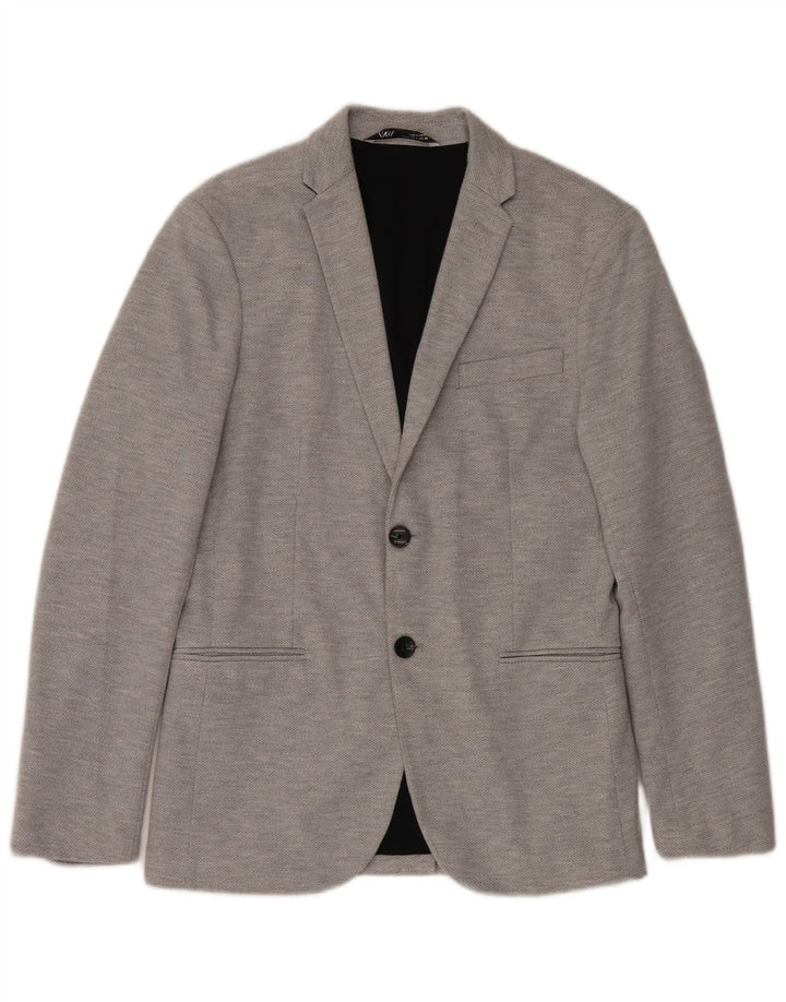 Zara Mens 2 Button Blazer Jacket UK 36 Small Grey Polyester