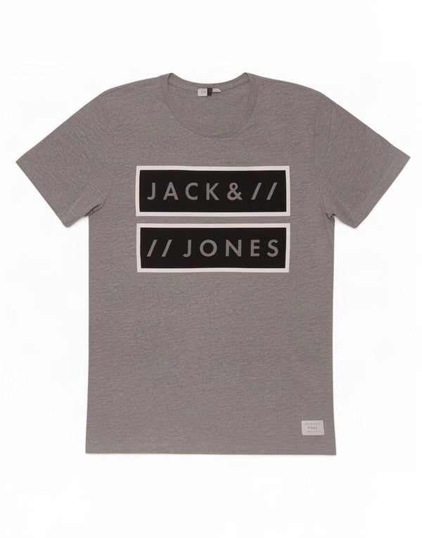 Jack & Jones Mens Graphic T-Shirt Top Small Grey Cotton