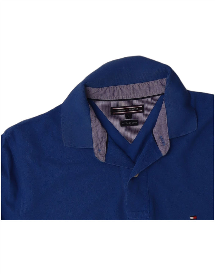 TOMMY HILFIGER Mens Polo Shirt Large Blue Cotton