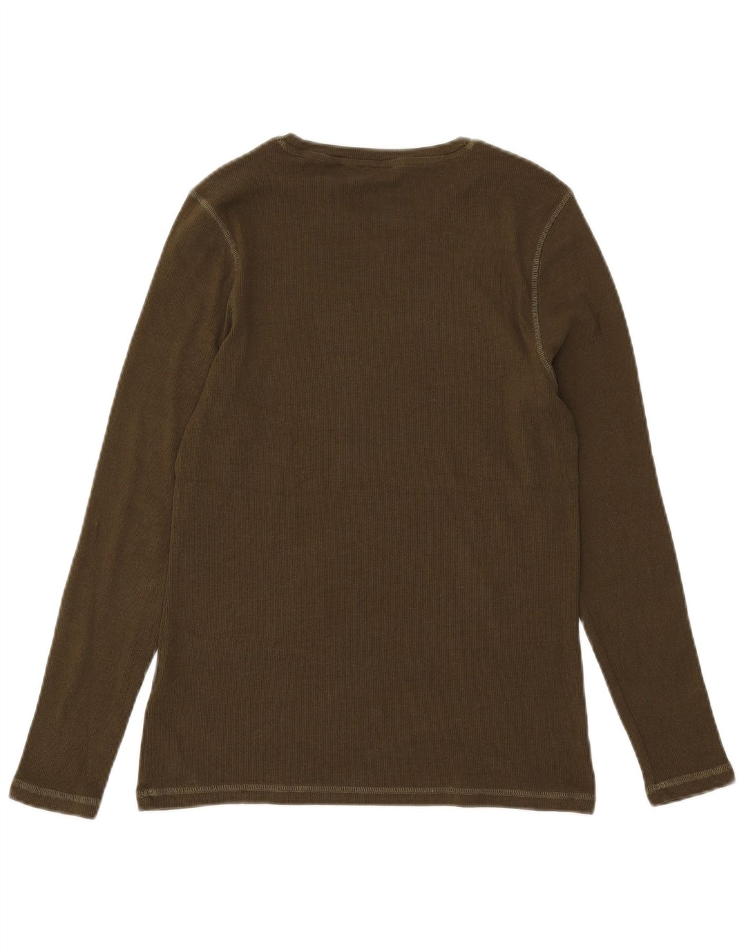 Marks & Spencer Womens Top Long Sleeve UK 14 Large Khaki Cotton