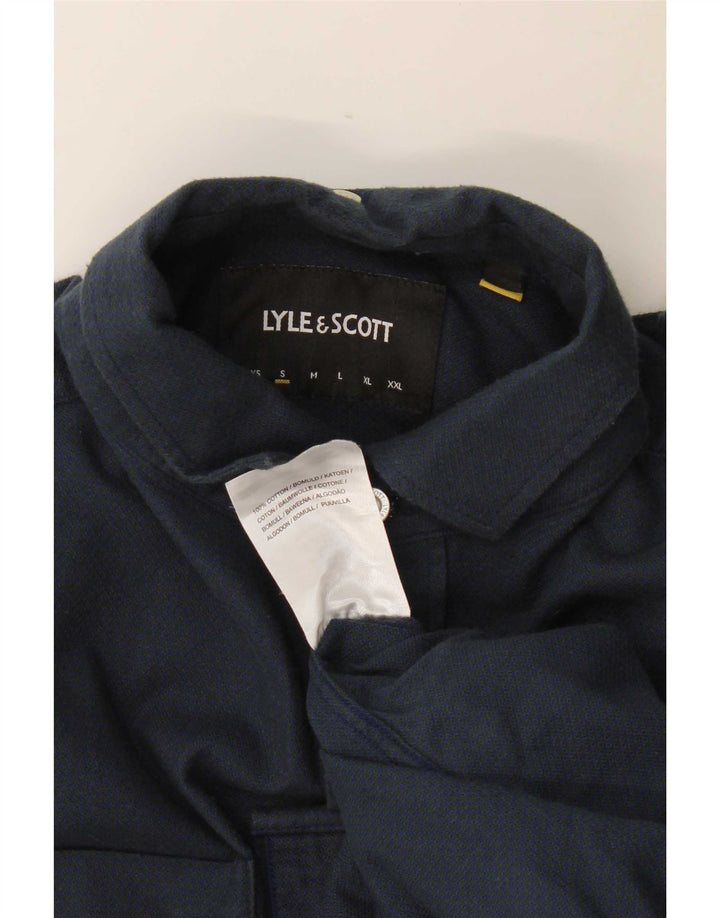 Lyle & Scott Mens Shirt Small Navy Blue Cotton