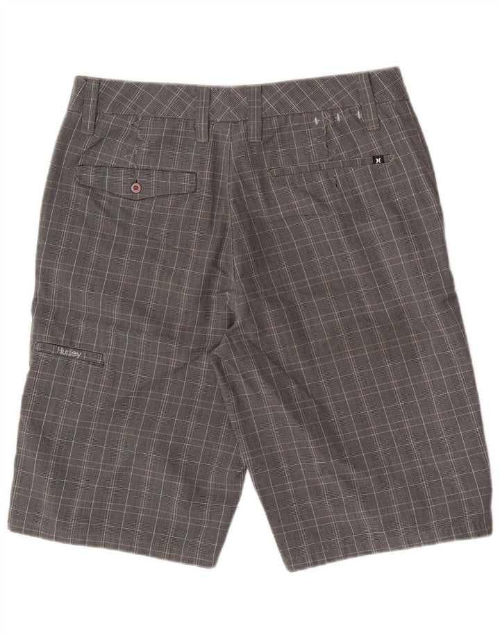 Hurley Mens Cargo Shorts Medium W30 Grey Check Polyester
