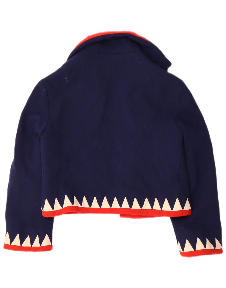 Vintage Womens Bolero Jacket UK 10 Small Navy Blue Geometric