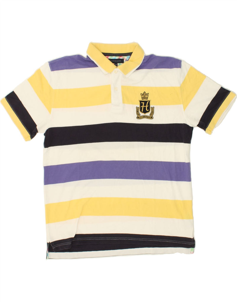 TOMMY HILFIGER Mens Polo Shirt 2XL Multicoloured Striped Cotton | Vintage Tommy Hilfiger | Thrift | Second-Hand Tommy Hilfiger | Used Clothing | Messina Hembry 