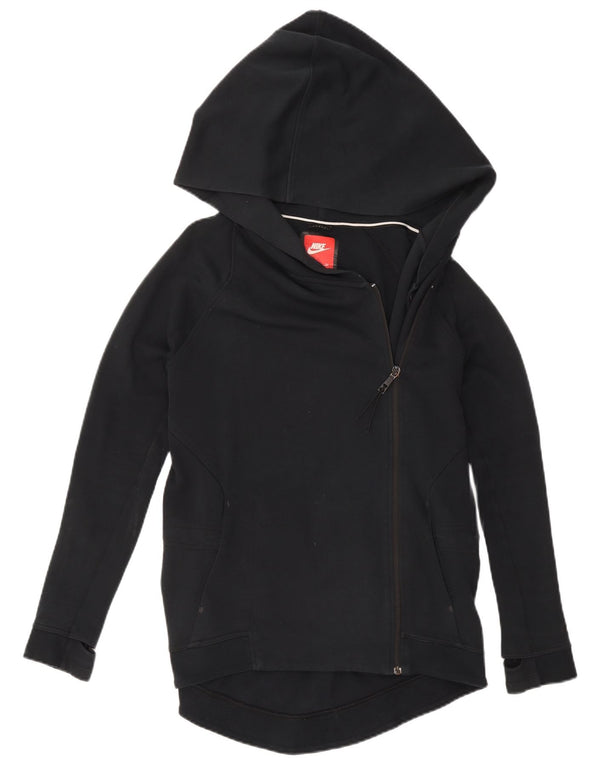 Nike Womens Zip Hoodie Sweater UK 10 Small Black Cotton