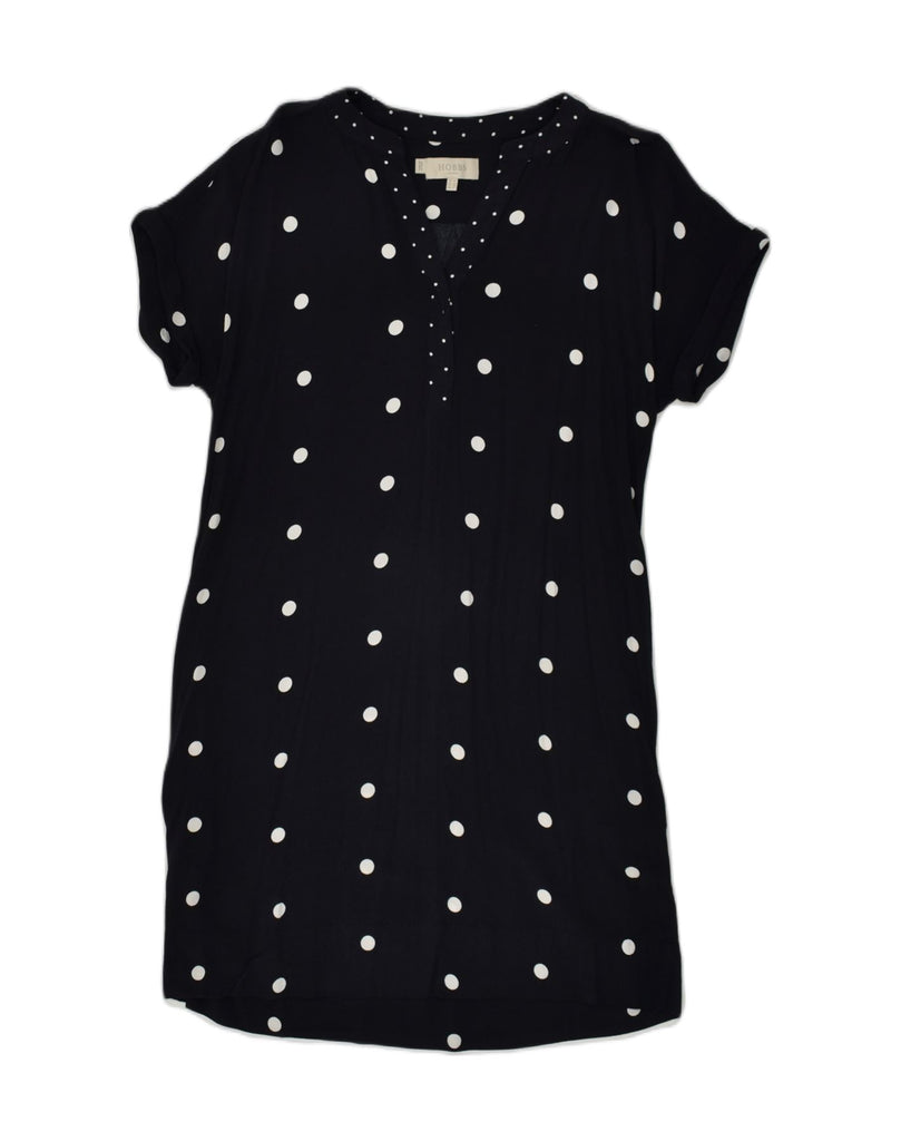 HOBBS Womens Tunic Dress UK 10 Small Navy Blue Polka Dot Viscose | Vintage Hobbs | Thrift | Second-Hand Hobbs | Used Clothing | Messina Hembry 